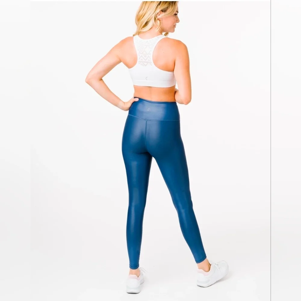 RARE Zyia Blue Metallic Light n Tight Hi-Rise Leggings 7/8 24” Size 6-8 - Picture 8 of 8